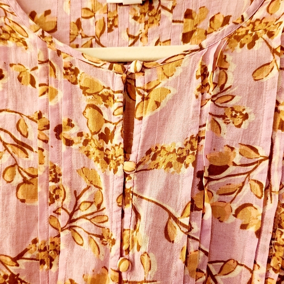 J.Jill Align Blouse, Pink & Tan Floral Print, Size M - Picture 8 of 10